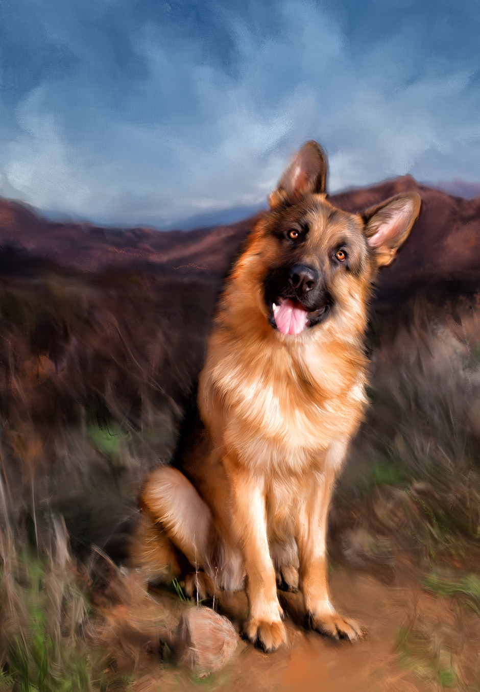 german shepard painting